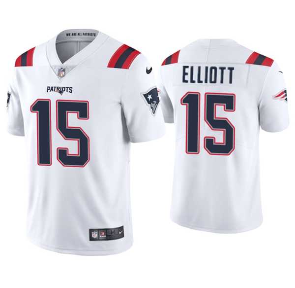 Mens New England Patriots #15 Ezekiel Elliott White Vapor Untouchable Stitched Jersey Dzhi